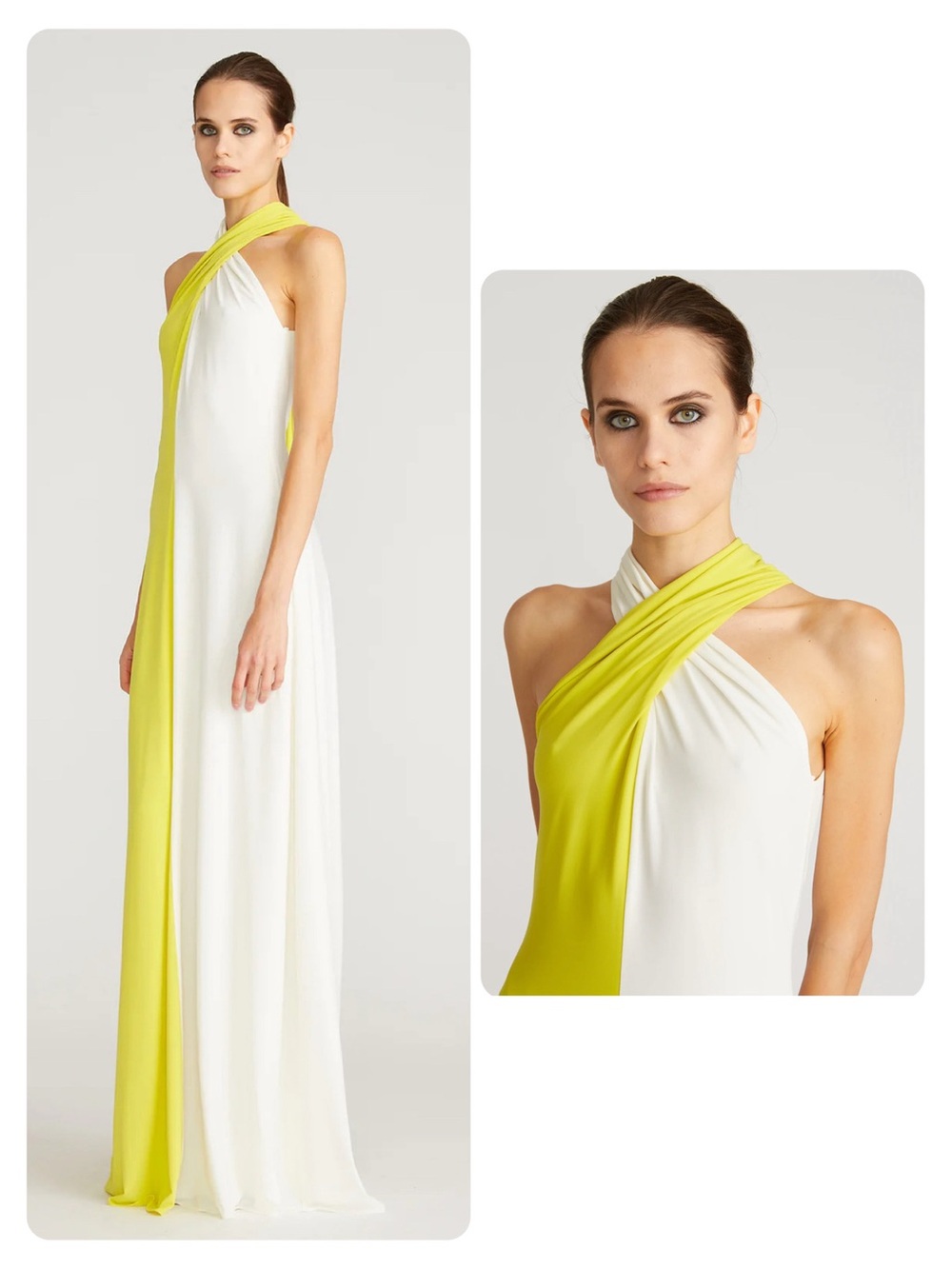 HALSTON Dian Two-Tone Draped Jersey Gown - Picture 5 of 5